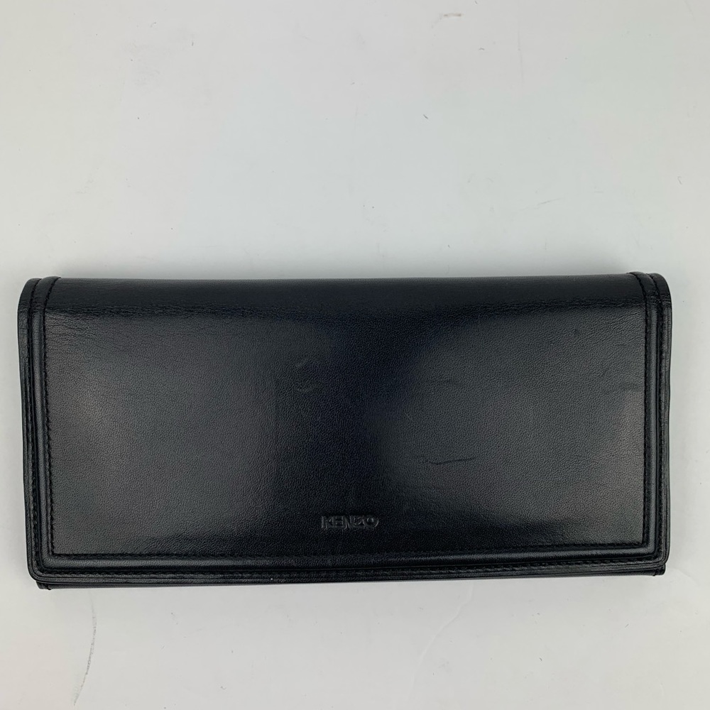 KENZO Black Leather Logo Embossed Wallet